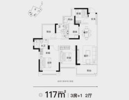 蓝光铂汇公馆3室2厅1厨2卫建面117.00㎡