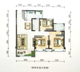 翰林 锦府3室2厅1厨2卫建面91.45㎡