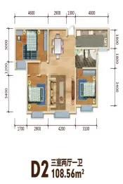 德才花苑3室2厅1厨1卫建面108.56㎡