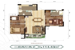 佳境天城三期3室2厅1厨2卫建面114.43㎡