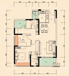 保利·阳光城2室2厅1厨2卫建面98.00㎡