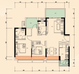 保利·阳光城2室2厅1厨1卫建面94.00㎡