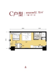 金色河畔公寓1室1厅1厨1卫建面52.70㎡
