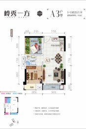 大嘉汇岭秀一方2室2厅1厨1卫建面64.00㎡