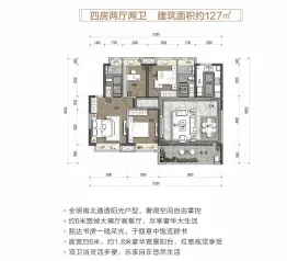 绿地梧州城际空间站4室2厅1厨2卫建面127.0㎡