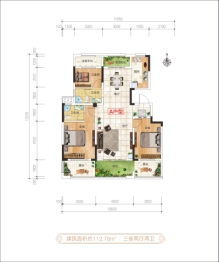 兴悦壹品3室2厅1厨2卫建面112.78㎡