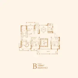 昱龙府4室2厅1厨2卫建面139.0㎡