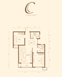 宝境棠棣家园2室2厅1厨1卫建面88.00㎡