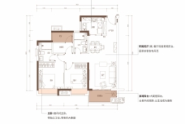 旭辉江山3室2厅1厨2卫建面90.00㎡