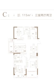 金岭庄园3室2厅1厨2卫建面114.00㎡