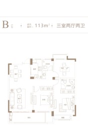 金岭庄园3室2厅1厨2卫建面113.00㎡