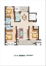 祥龙翰林苑3室2厅1厨2卫建面124.00㎡