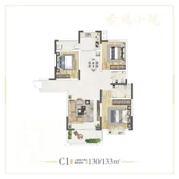 香堤小院3室2厅1厨2卫建面130.00㎡