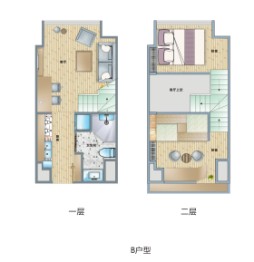 九龙都会红星广场1室1厅1厨1卫建面36.00㎡