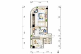 高新·锦业壹号2室1厅1厨1卫建面87.68㎡