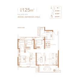 中海·映山湖4室2厅1厨2卫建面125.00㎡