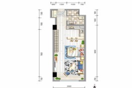 高新·锦业壹号1室1厅1厨1卫建面53.87㎡