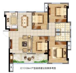 福州远洋·山水4室2厅1厨2卫建面109.00㎡