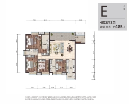 海口华润中心4室2厅1厨3卫建面185.00㎡