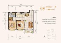 恒源·上城御府二期2室2厅1卫88.69㎡户型