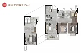 金辉优步星樾4室2厅1厨1卫建面115.0㎡