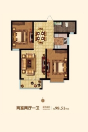 锦绣江南2室2厅1厨1卫建面98.51㎡