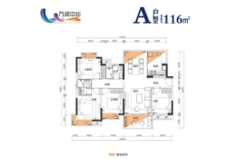 万润中心4室2厅1厨2卫建面116.00㎡