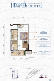 碧桂园·红树湾1室1厅1厨1卫建面44.00㎡