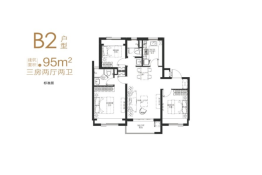 公元20403室2厅1厨2卫建面95.00㎡