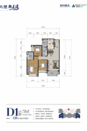 大理雅美湾3室2厅1厨2卫建面128.00㎡