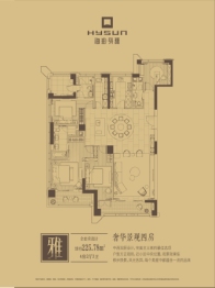 绿地海珀外滩4室2厅1厨3卫建面225.78㎡