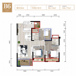 兴诚·锦云府3室2厅1厨2卫建面89.13㎡