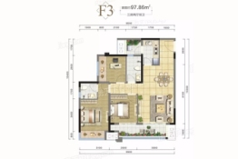 奥园·翡翠天辰3室2厅1厨2卫建面97.86㎡