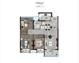 绿地德迈·珑璟台3室2厅1厨1卫建面90.00㎡