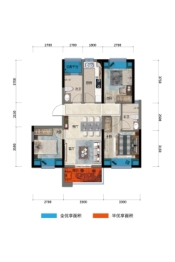 中建·龙熙国际3室2厅1厨2卫建面88.00㎡