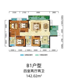 夜郎观澜苑4室2厅1厨2卫建面142.02㎡