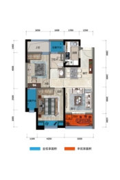 中建·龙熙国际2室2厅1厨1卫建面68.00㎡