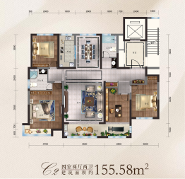 佳禾广场4室2厅1厨2卫建面155.58㎡