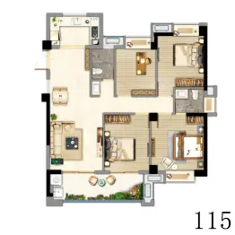 榕发·观湖郡4室2厅1厨2卫建面115.0㎡