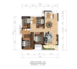 当代云府4室2厅1厨2卫建面142.21㎡