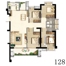 榕发·观湖郡4室2厅1厨2卫建面128.0㎡