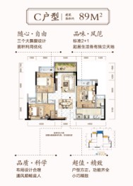 碧桂园·翡翠城2期|峰璟3室2厅1厨1卫建面89.00㎡