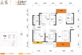 长房云公馆3室2厅1厨2卫建面114.00㎡