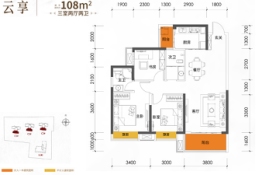 长房云公馆3室2厅1厨2卫建面108.00㎡