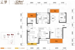 长房云公馆4室2厅1厨2卫建面124.00㎡