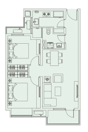 昆城景苑2室2厅1厨1卫建面90.00㎡