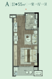 中大朗园1室1厅1厨1卫建面55.00㎡