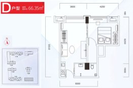 永宏万家里1室1厅1厨1卫建面66.35㎡