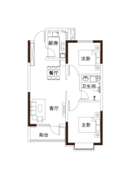 泰山华府2室2厅1厨1卫建面85.00㎡