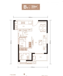 武汉城建天惠园芯座2室2厅1厨1卫建面59.00㎡